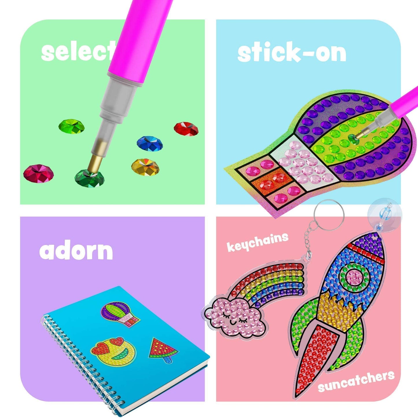 Dan&Darci Diamond Art Kit for Kids - Gem Painting Arts & Crafts Kits for Ages 6-12, Gifts for 6, 7, 8, 9, 10, 11, 12 Year Old Boy & Girl - Girls…