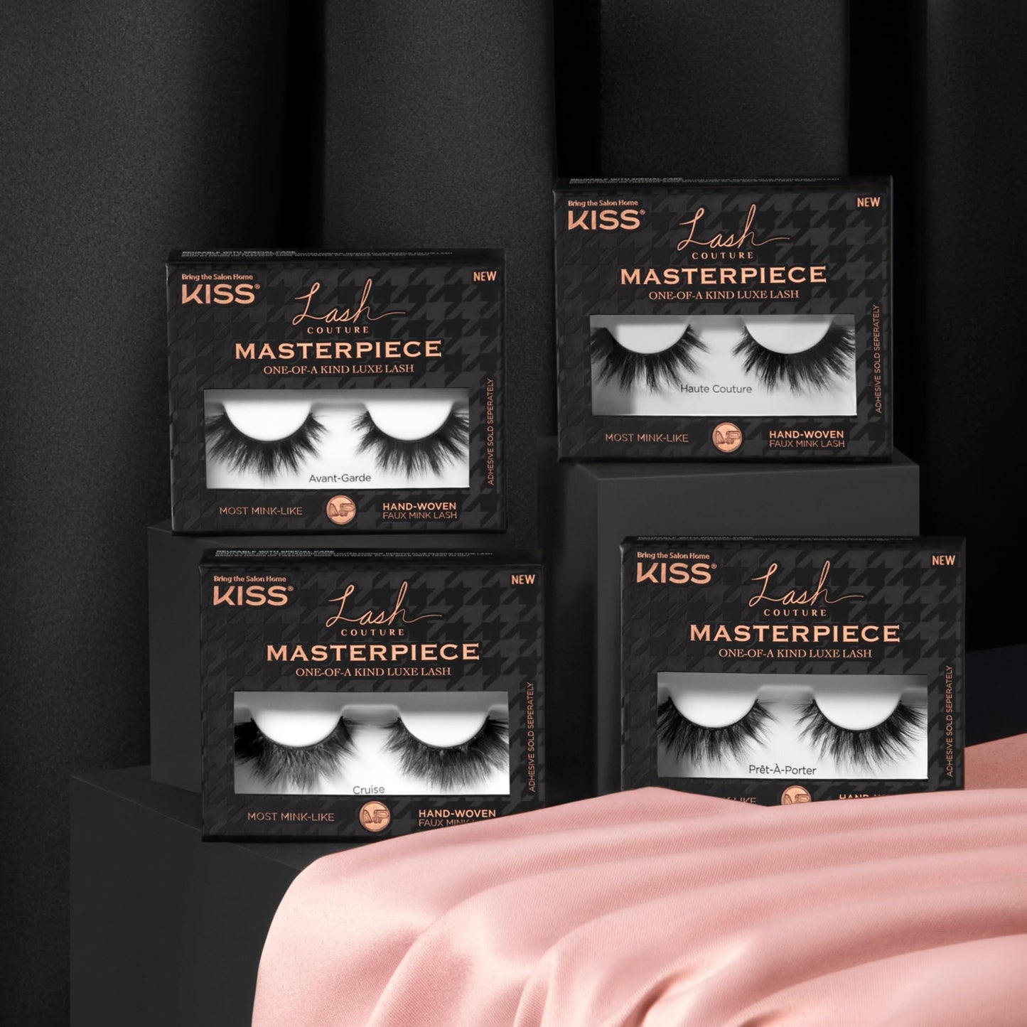KISS Lash Couture Masterpiece Hand-Woven Faux Mink False Eyelashes, Style ‘Prêt-À-Porter’, 12mm, Easy to Apply, Reusable, Vegan, Cruelty Free, 1 Pair