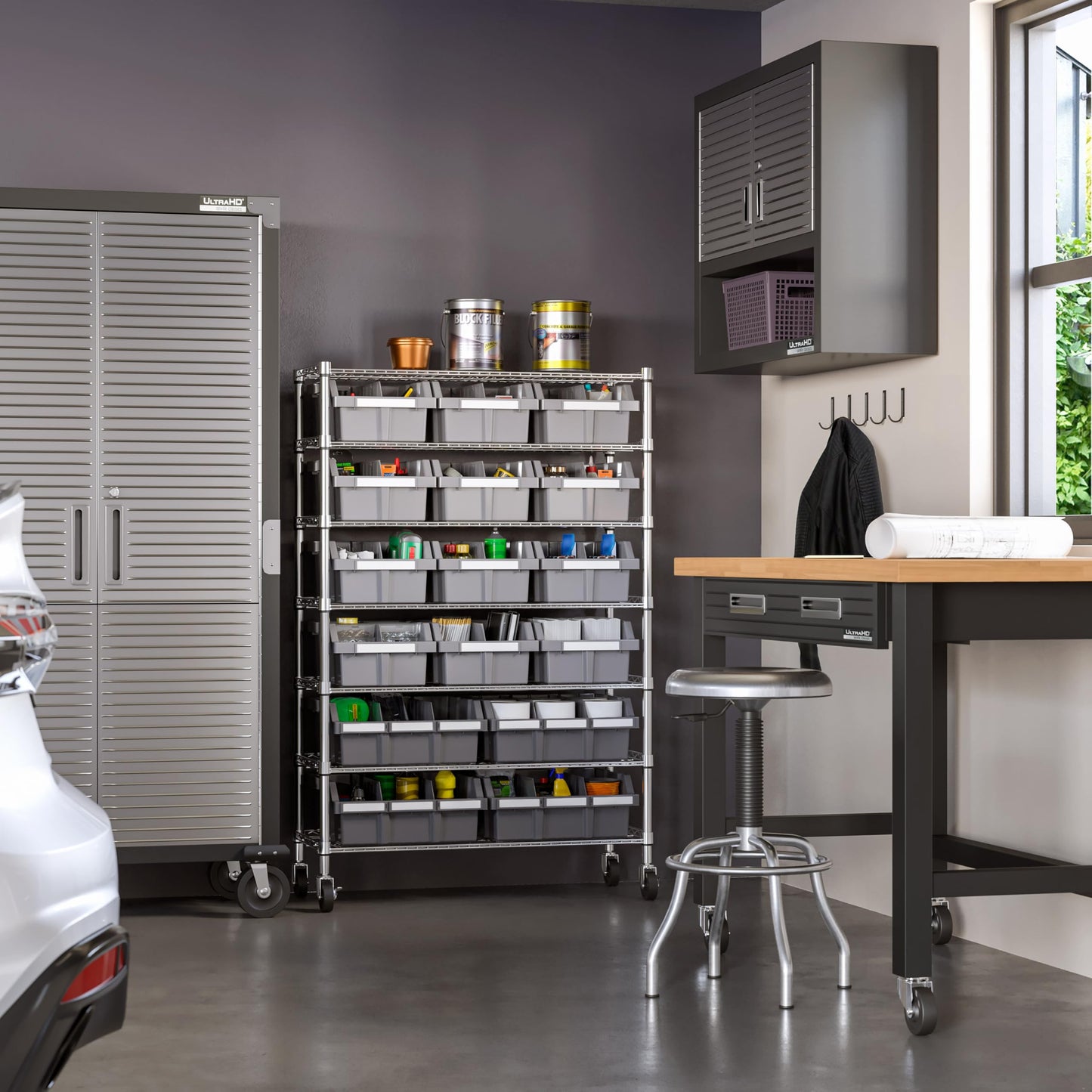 Seville Classics Heavy Duty NSF Bin Rack Solid Steel Wire Shelving Storage Unit, Patented Organizer for Garage, Warehouse, Office, Restaurant…