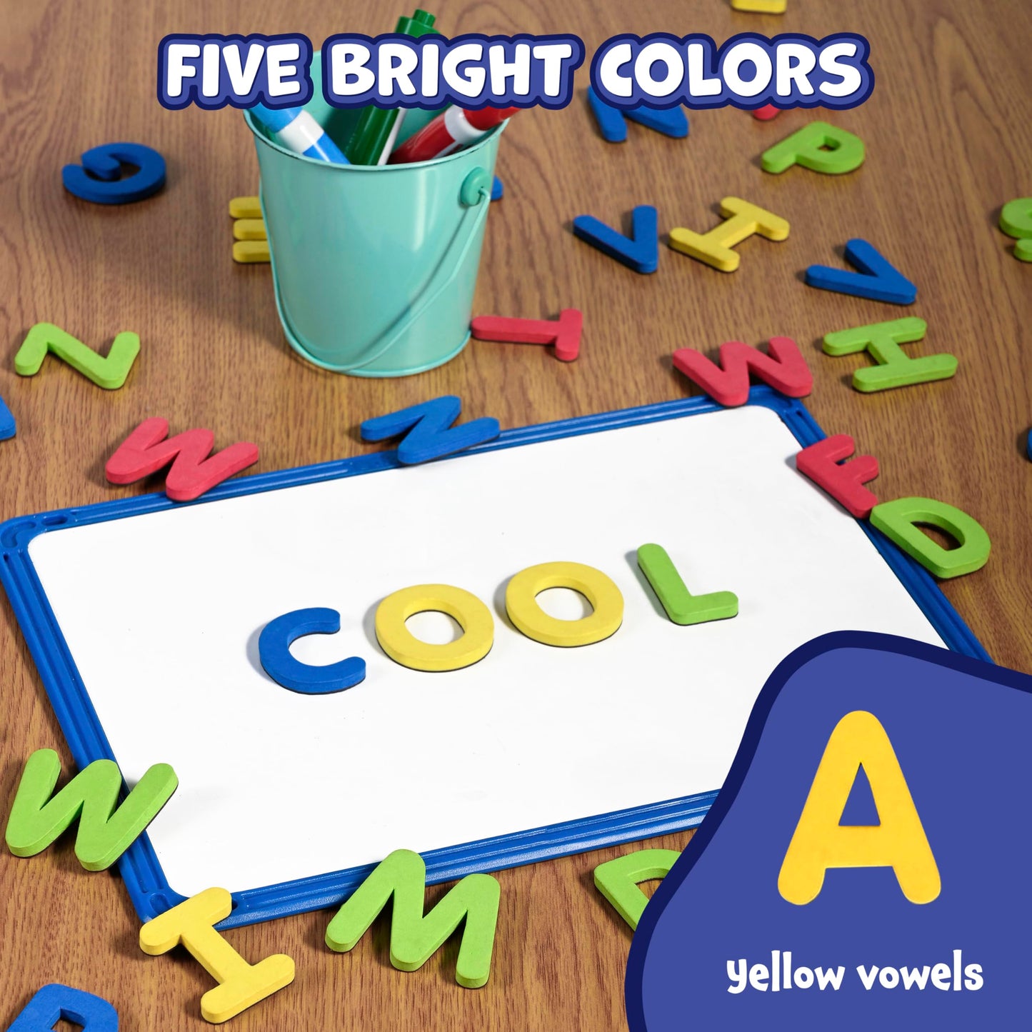 READY 2 LEARN Magnetic Alphabet – 52 Foam Uppercase Letter Magnets for Kids, Classroom, Fridge & Whiteboard Learning Tools