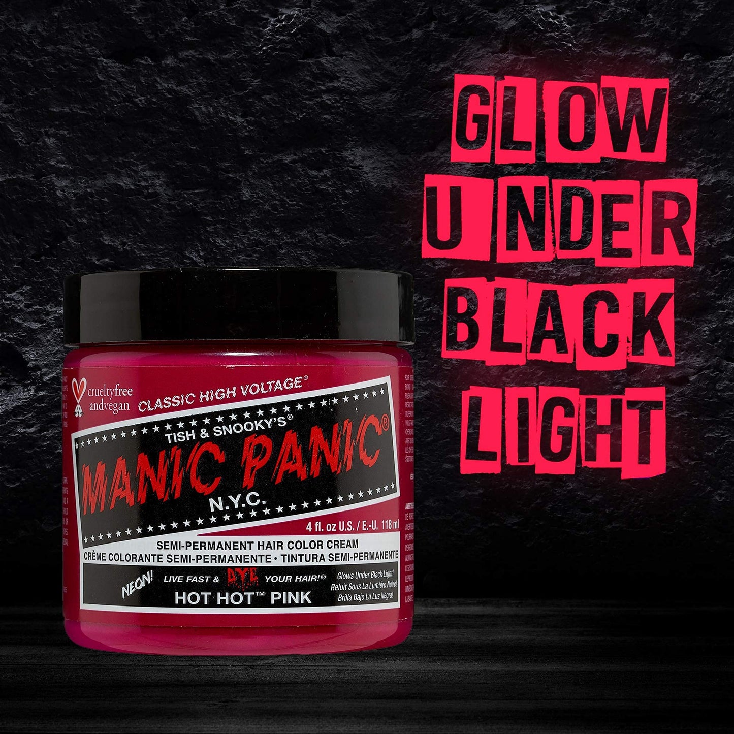 MANIC PANIC Classic Hot Hot Pink Semi Permanent Hair Color - Neon Pink Hair Dye for Women & Men That Lasts 4-6 Weeks - Vegan, Ammonia & Cruelty-Free