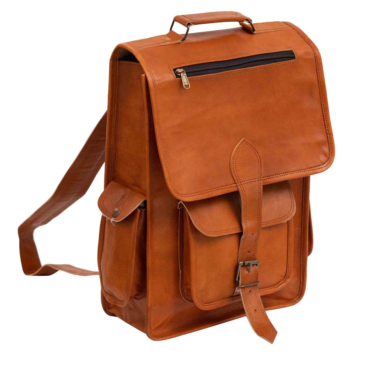 Shy Shy Let's Touch The Sky 16" Vintage leather Backpack Laptop Messenger Bag Lightweight College Rucksack Sling for Men Women