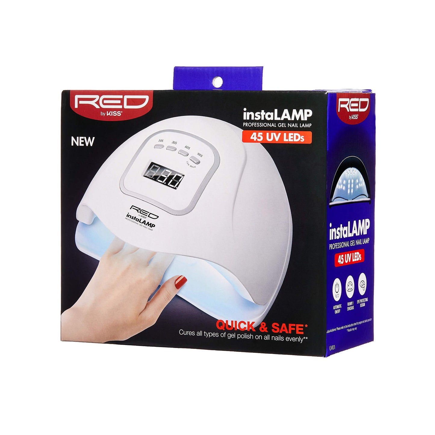 Red by Kiss instaLAMP Professional Gel Nail Lamp 45 UV LEDs with 4 Timers Beauty & Personal Care Red by Kiss