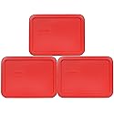Pyrex 7210-PC 3-Cup Red Food Storage Replacement Lid (3-Pack) - Made in USA