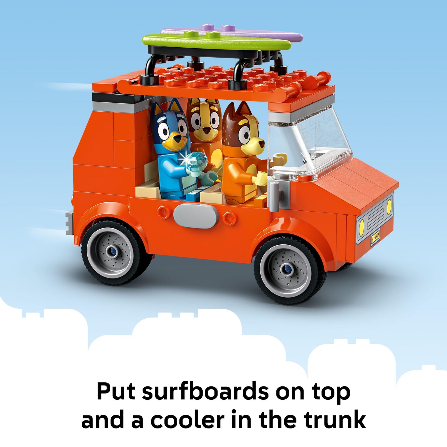 LEGO Bluey Beach & Family Car Trip 11202, Preschool Learning Toy with Bluey, Bingo & Mum Figures, Fun Birthday Gift for Kids Ages 4+