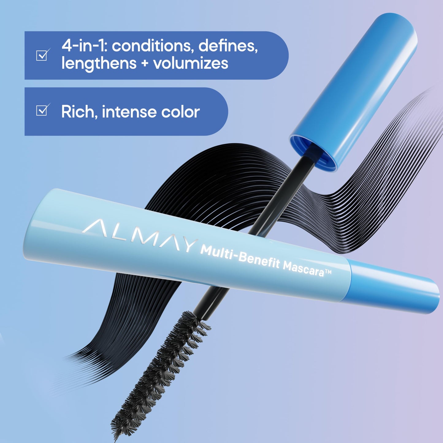 Almay Mascara, Volume, Length, Definition & Conditioning, Multi-Benefit Eye Makeup, Hypoallergenic and Fragrance-Free (Packaging May Vary), 504 Black