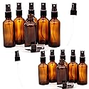 Youngever 12 Pack Empty Amber Glass Spray Bottles, 6 Pack 4 Ounce and 6 Pack 2 Ounce Refillable Containers for Essential Oils, Cleaning Products