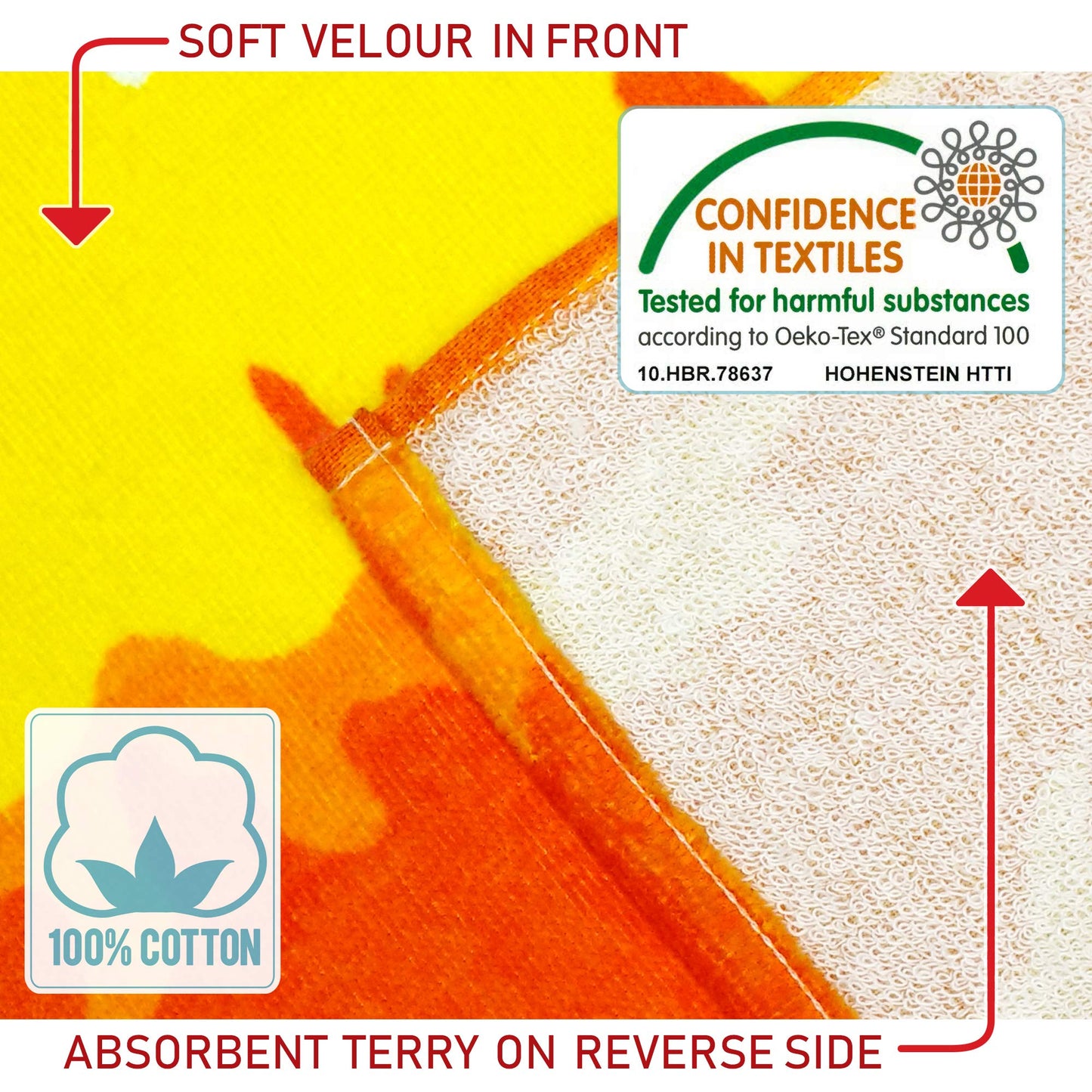 Softerry Tie Dye Beach Towel 30 x 60 inches 100% Cotton Velour Rainbow Hippie Colors Printed (Rainbow, 30" x 60")