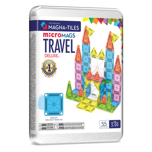 MAGNA-TILES microMAGS Travel Set Deluxe 55-Piece Magnetic Construction Set, The Original Magnetic Building Brand