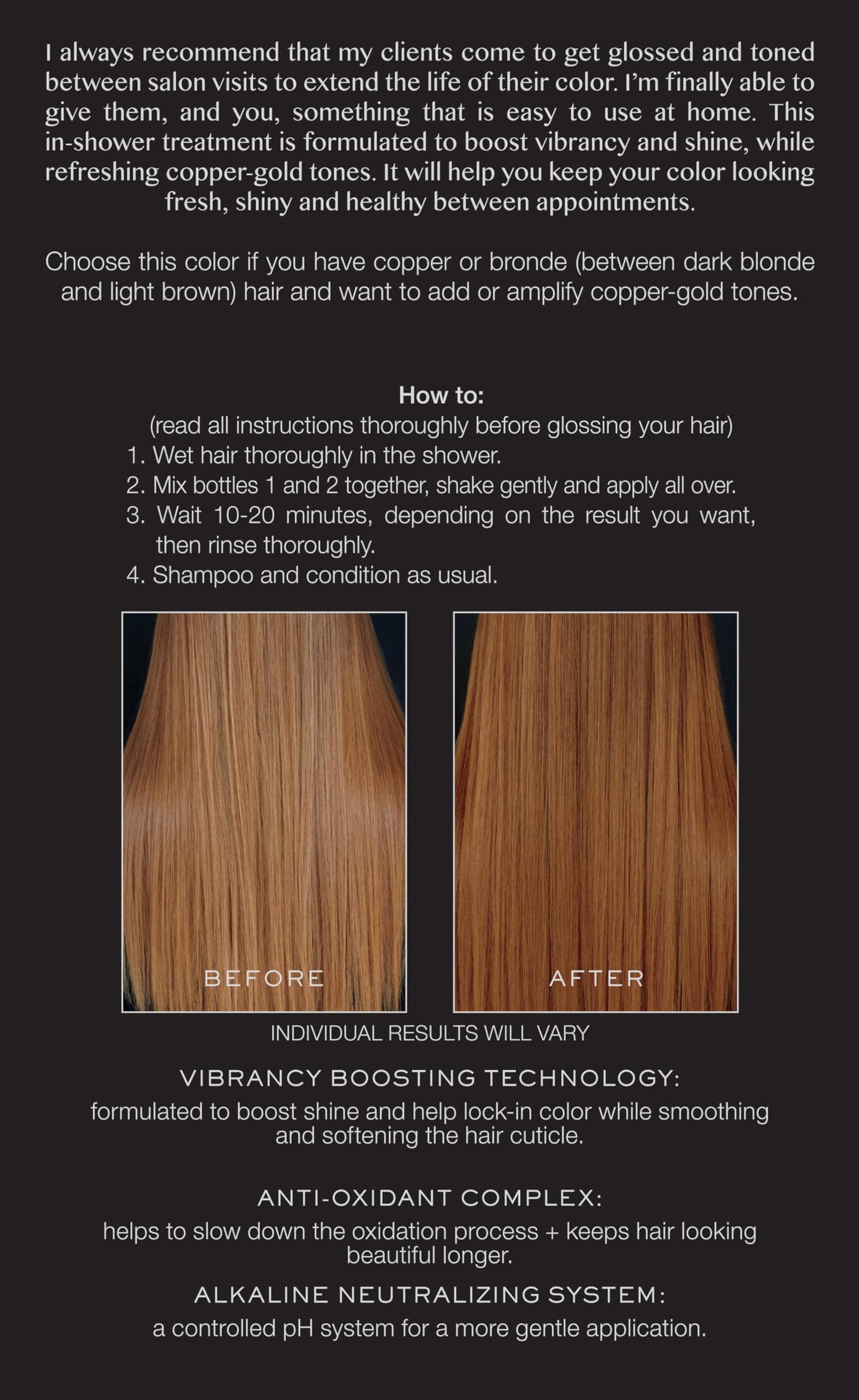 Kristin Ess Hair Copper + Auburn Hair Gloss Semi Permanent Hair Dye - Copper Penny - Shine Boosting Red, Auburn + Strawberry Blonde Color - Deep
