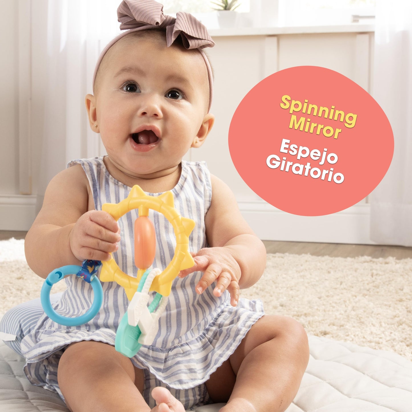 BEBE FUERTE Strong & Sunny Clip On Stroller Toy by Robin Arzon - Developmental Baby Teething Toys - Travel Toys for Infants - Teething Toy for 0…