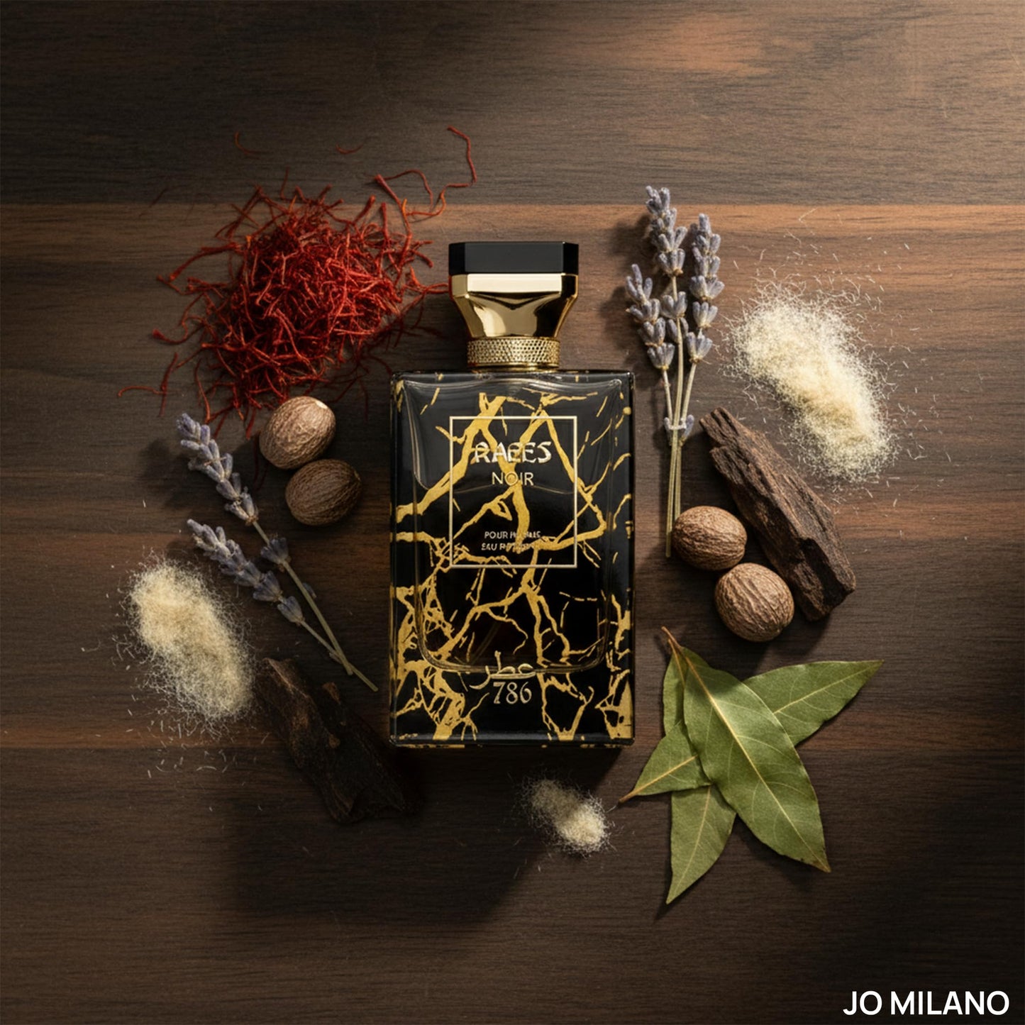 Jo Milano Raees Noir Eau De Parfum Spray | 3.4 oz (100ml) | Warm Spicy, Patchouli, Saffron, Oud Scent | Long Lasting Fragrance for Men