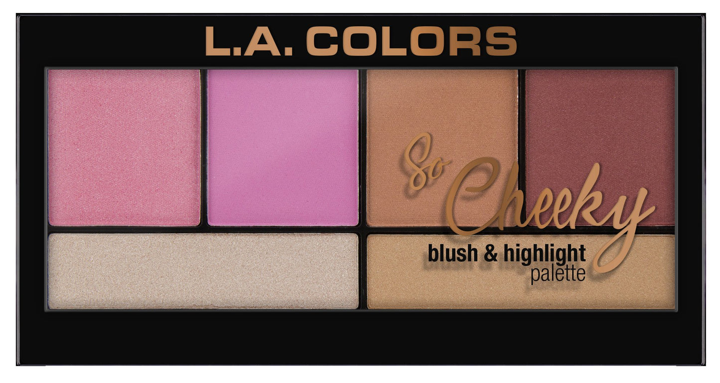 L.A. COLORS So Cheeky Blush and Highlight Palette, Pink and Playful C30461