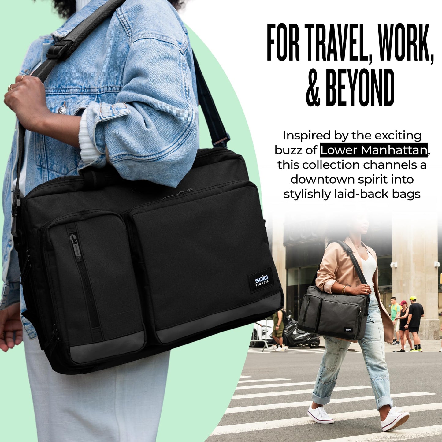 Solo New York Hybrid Briefcase Backpack - Laptop Carrying Bag for Women & Men, Fits 15.6" Computer, Brief for Travel & Work, Internal Tablet Pocket