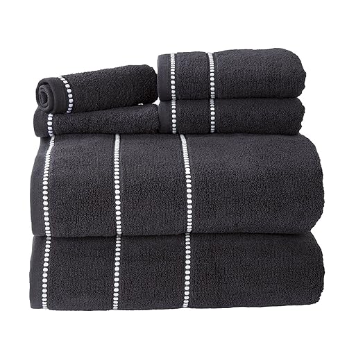 6PC Towel Set - 525GSM 100% Cotton Bathroom Essentials with 2 Bath Towels, 2 Hand Towels, and 2 Wash Cloths - Absorbent Sheets for Bath, Shower, Gym…