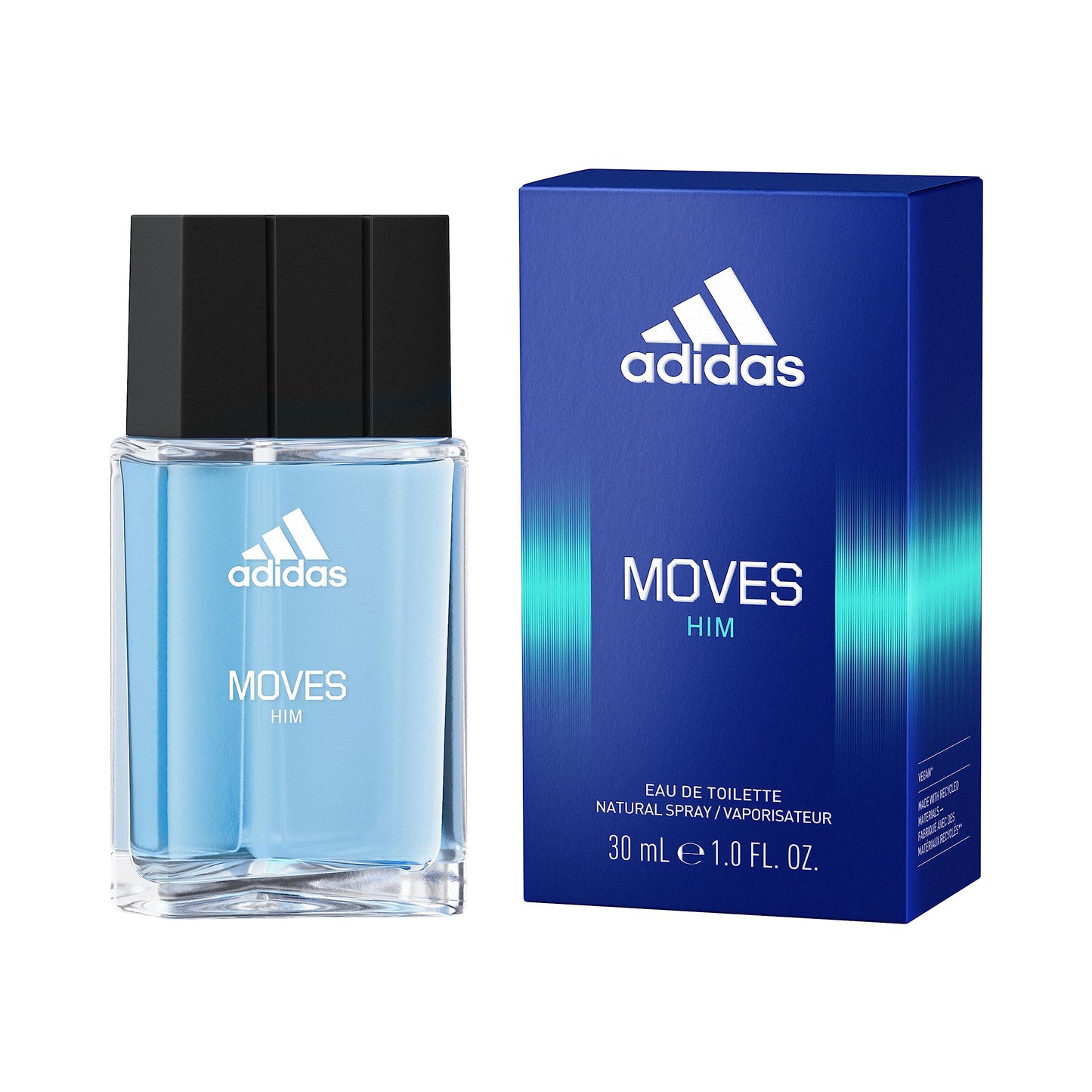 Adidas Moves Him Eau de Toilette 1 fl oz (Pack of 1), Notes of Green Apple, Cedarwood, Musk, Men's Fragrance, Long Lasting, Sporty Fragrance, Travel