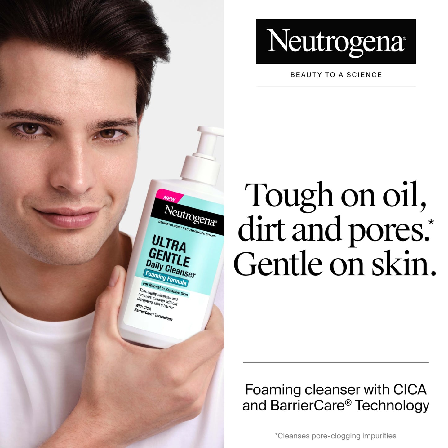 Neutrogena Ultra Gentle Foaming Facial Cleanser, Foaming Face Wash for Sensitive Skin, Gently Cleanses Away Dirt, Oil & Makeup Without Over Drying