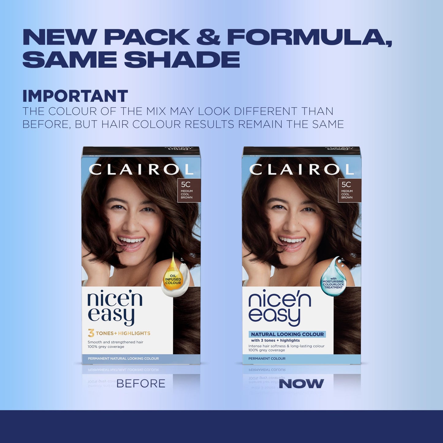Clairol Nice'n Easy Permanent Hair Dye, 5C Medium Cool Brown Hair Color, Pack of 1 - Packaging May Vary