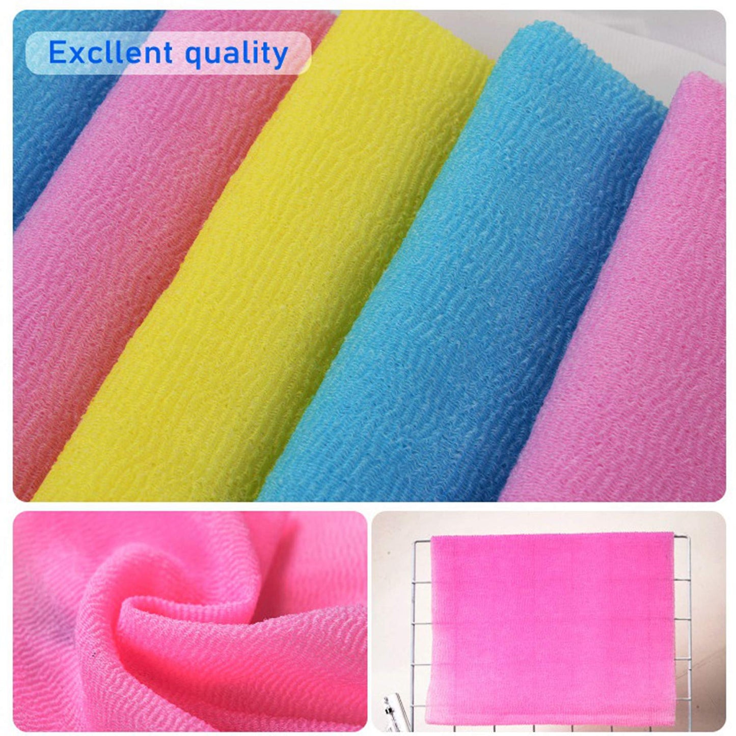 ARCH&M 12-Pack Premium Nylon Exfoliating Towel - 35-Inch Quick-Dry, Hygienic Japanese Washcloth for Body & Back - Durable, Machine Washable