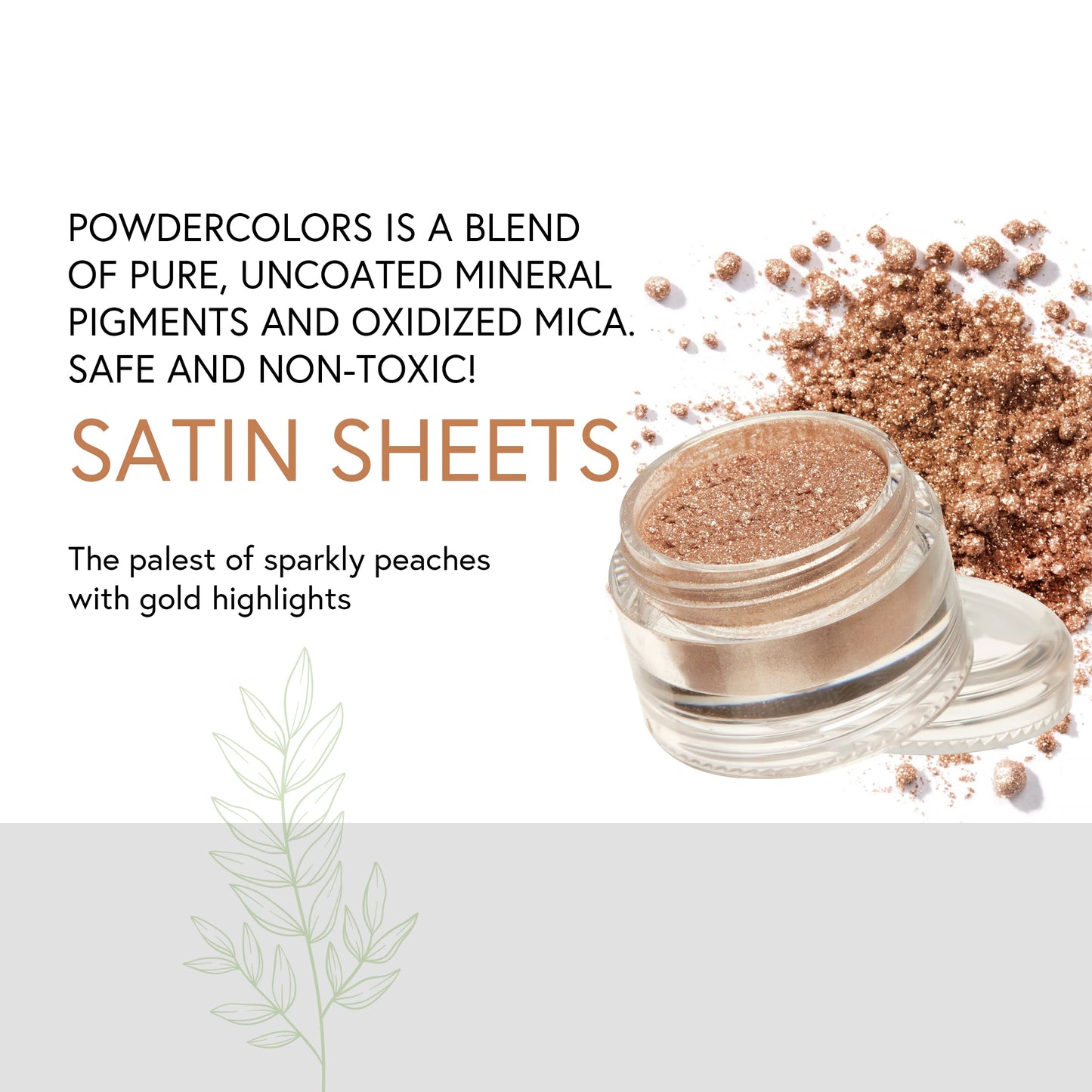 Honeybee Gardens PowderColors, Clean Mineral Eye Shadow in Satin Sheets, Pale Sparkly Peach With Gold Highlights, Versatile, Portable,