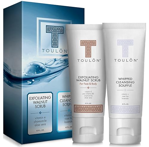 Exfoliating Scrub Set - Body Scrub Set - Skin Care Gift Set for Women & Men - Natural Spa Bath and Shower Kit with Exfoliating Walnut Body & Face