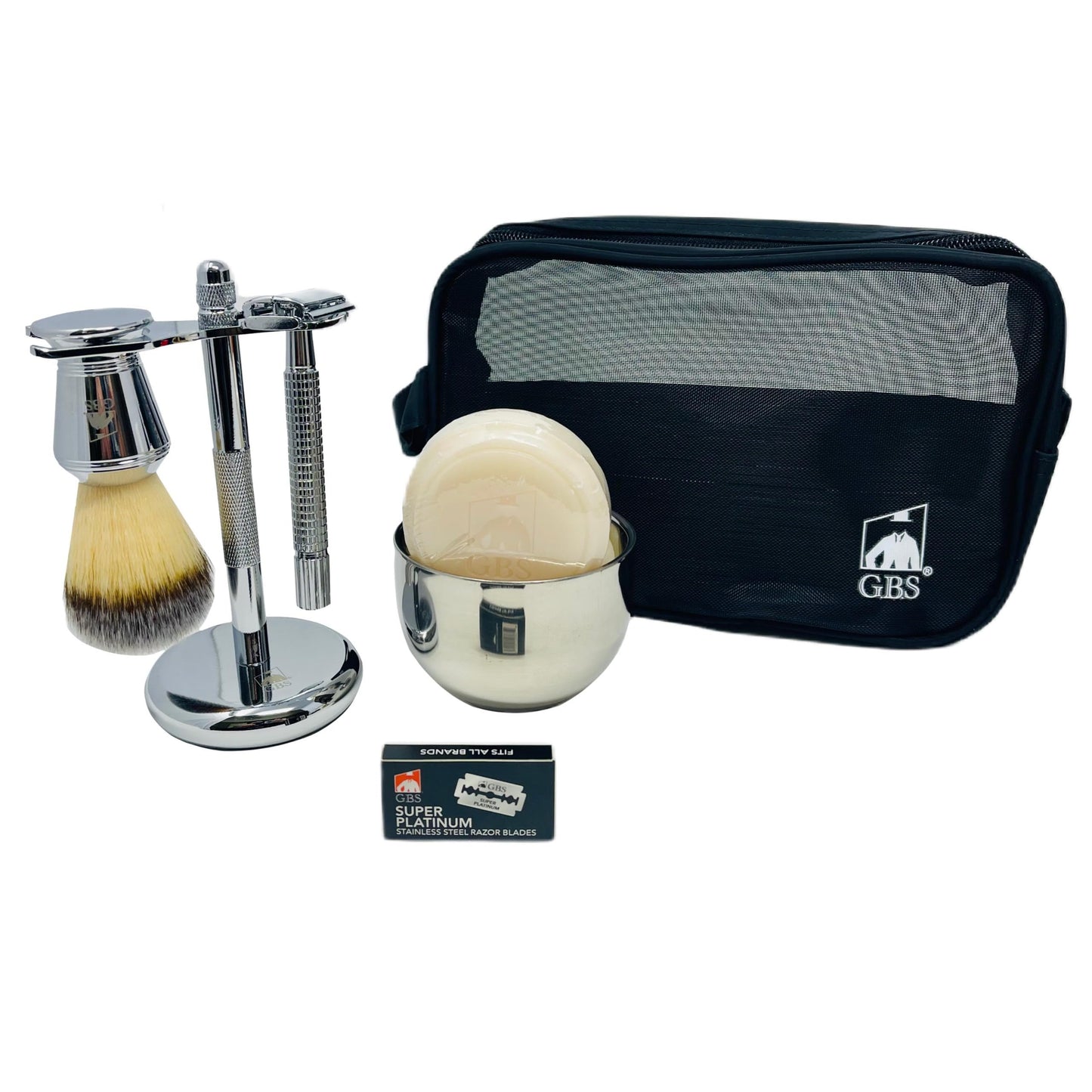 GENTS Men's Grooming Shaving Kit - Butterfly DE Safety Razor, Badger Bristles Brush, Chrome Shaving Soap Bowl, Shaving Soap, Brush and Razor Stand Beauty and Personal Care G.B.S