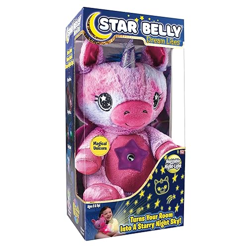 Ontel Star Belly Dream Lites, Stuffed Animal Night Light, Magical Pink And Purple Unicorn - Projects Glowing Stars & Shapes In 6 Gentle Colors, As…