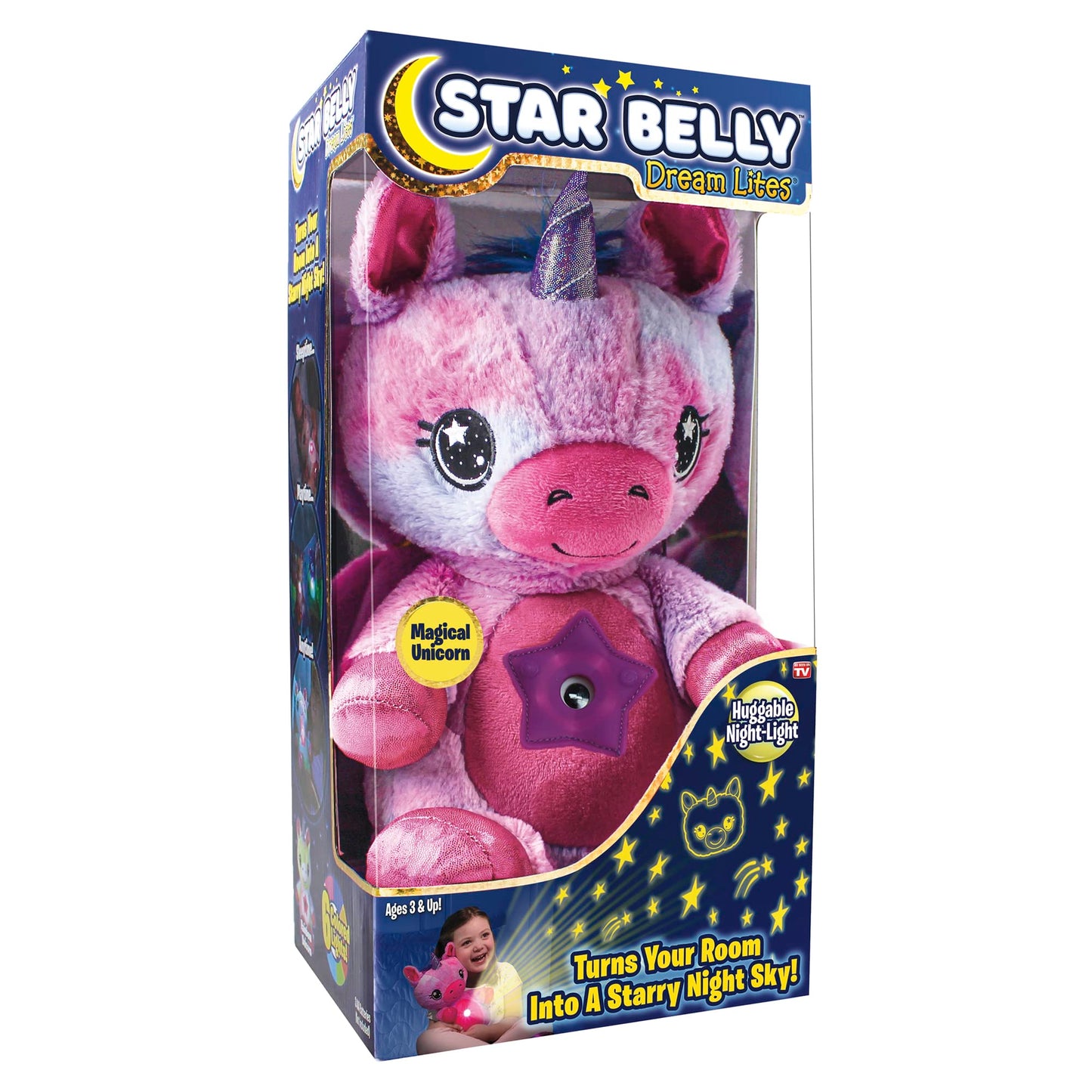 Ontel Star Belly Dream Lites, Stuffed Animal Night Light, Magical Pink And Purple Unicorn - Projects Glowing Stars & Shapes In 6 Gentle Colors, As…