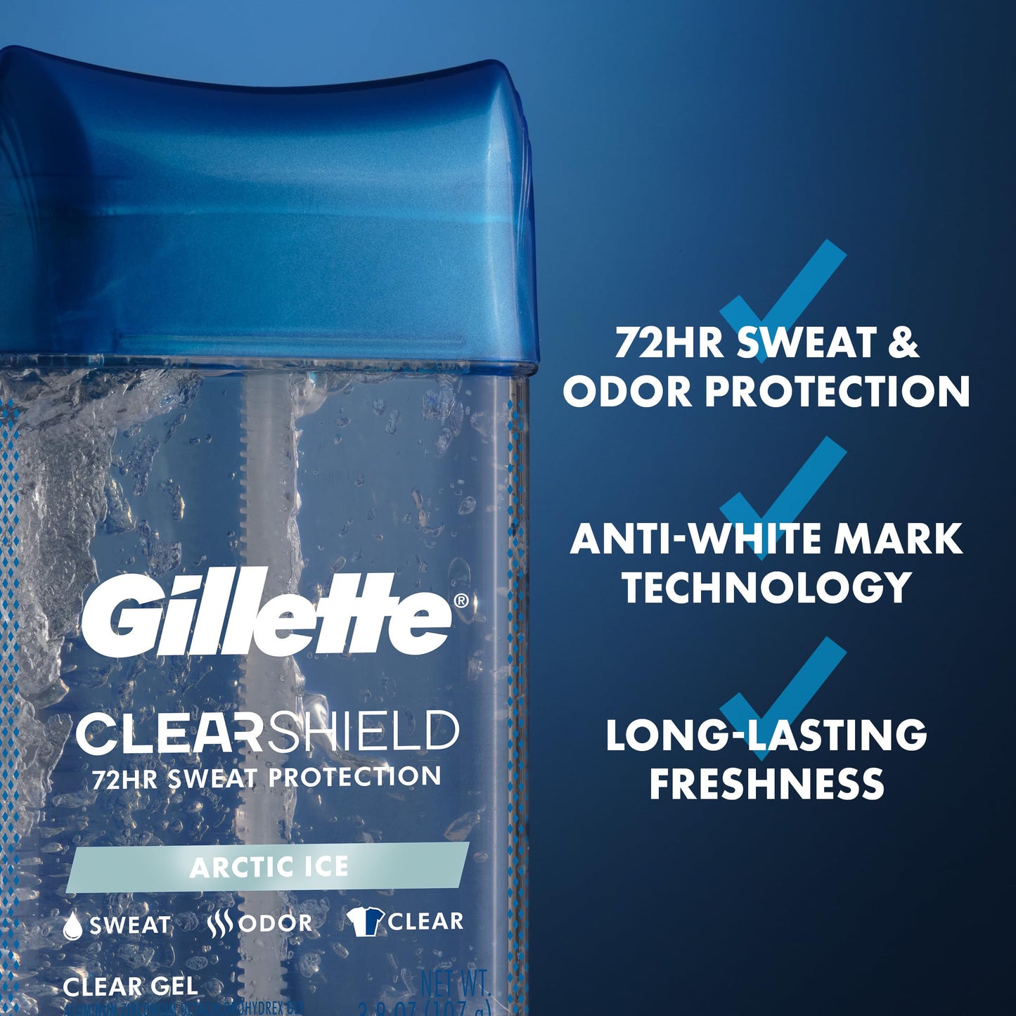 Gillette Antiperspirant and Deodorant for Men, 72hr Sweat & Odor Protection, Long Lasting Freshness, Anti-White Mark Technology, Clear Gel, Arctic Ice Beauty and Personal Care Gillette