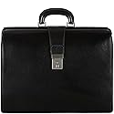 Time Resistance Leather Lawyer Briefcase - Italian Handmade Laptop Bag for Men and Women - Attache Case - Doctor Bag