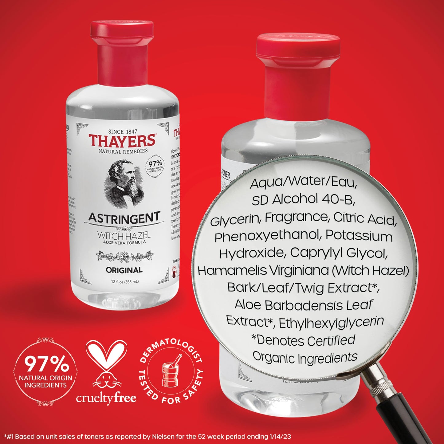 Thayers Witch Hazel with Aloe Vera, Original Astringent 12 oz (Pack of 4)