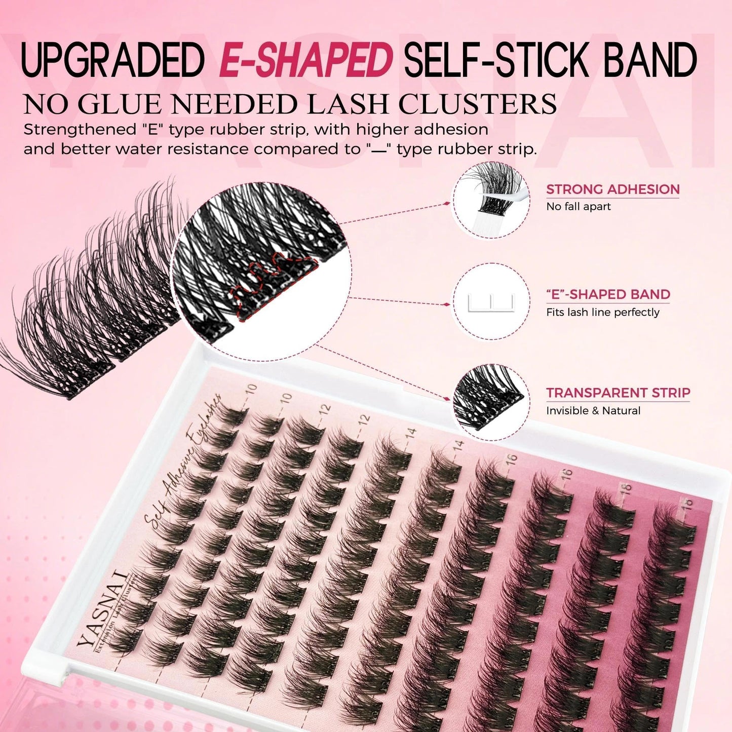 Self Adhesive Eyelashes Mink Lash Fluffy Self-Adhesive Lash Clusters Full 10-18mm YASNAI Wispy Pre Glued Eyelash Cluster, Volume Waterproof Press on Beauty and Personal Care YASNAI