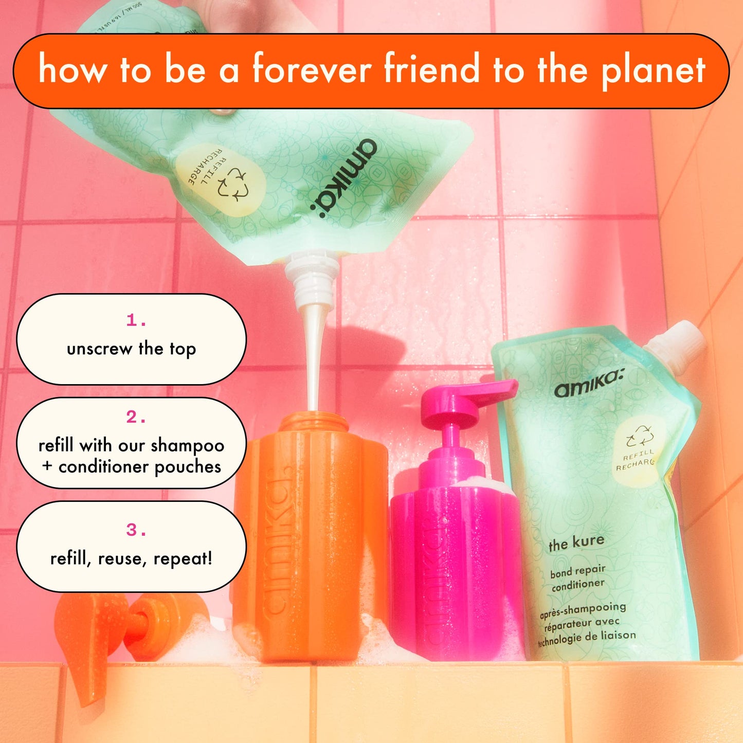 amika Forever Friend Refillable Conditioner Bottle