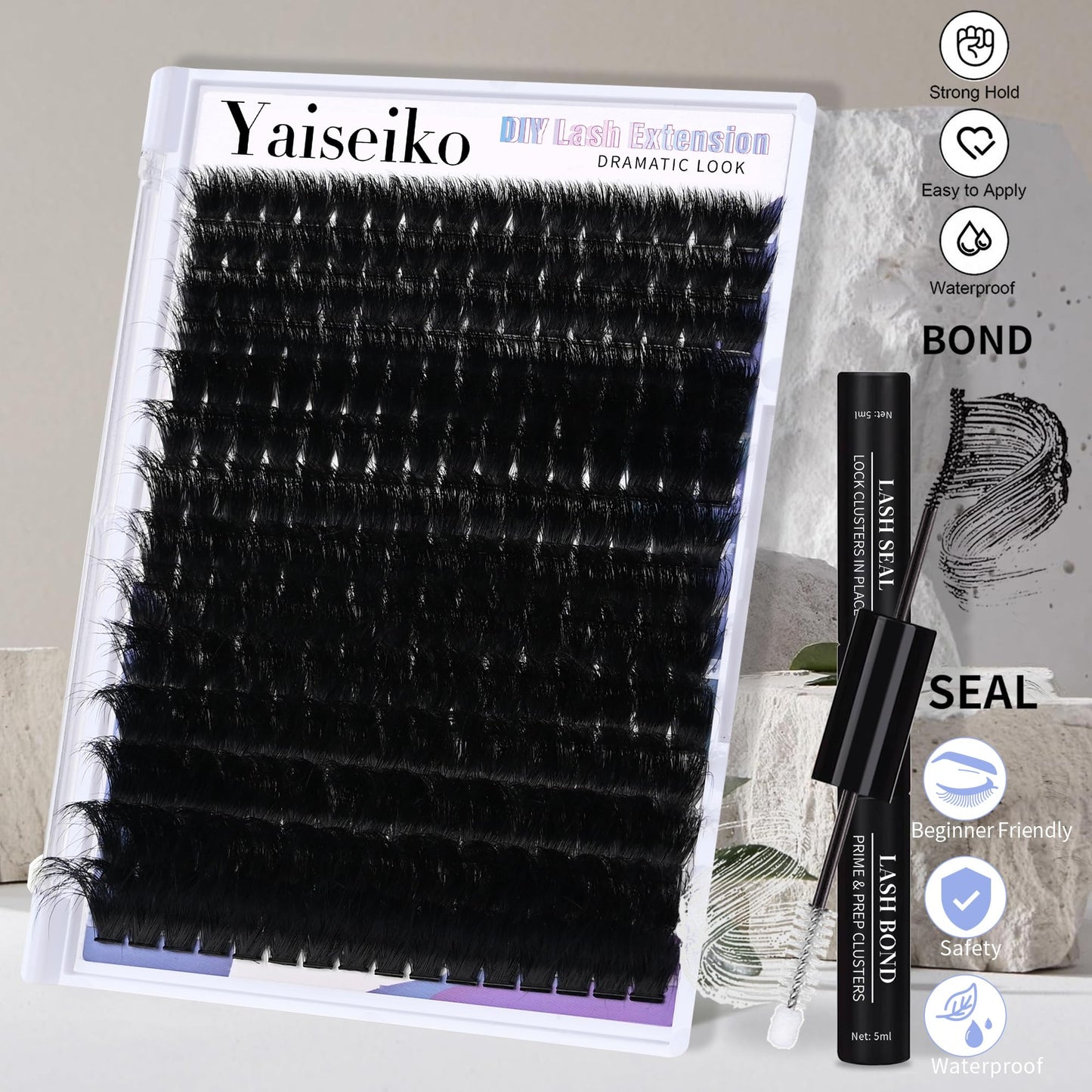 Mega Lash Clusters Kit 300D Thick 12-25mm Volume Cluster Eyelash Extensions Kit 224Pcs Wispy Individual Lashes with Lash Bond and Seal and remover Beauty and Personal Care Yaiseiko