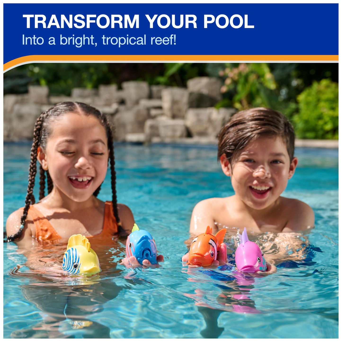 SwimWays Rainbow Reef Fish Toy, Kids Swimming Accessories & Water Toys, Learn to Swim Pool Toys for Kids Ages 5 & Up, Batteries Included, Lebron Waves