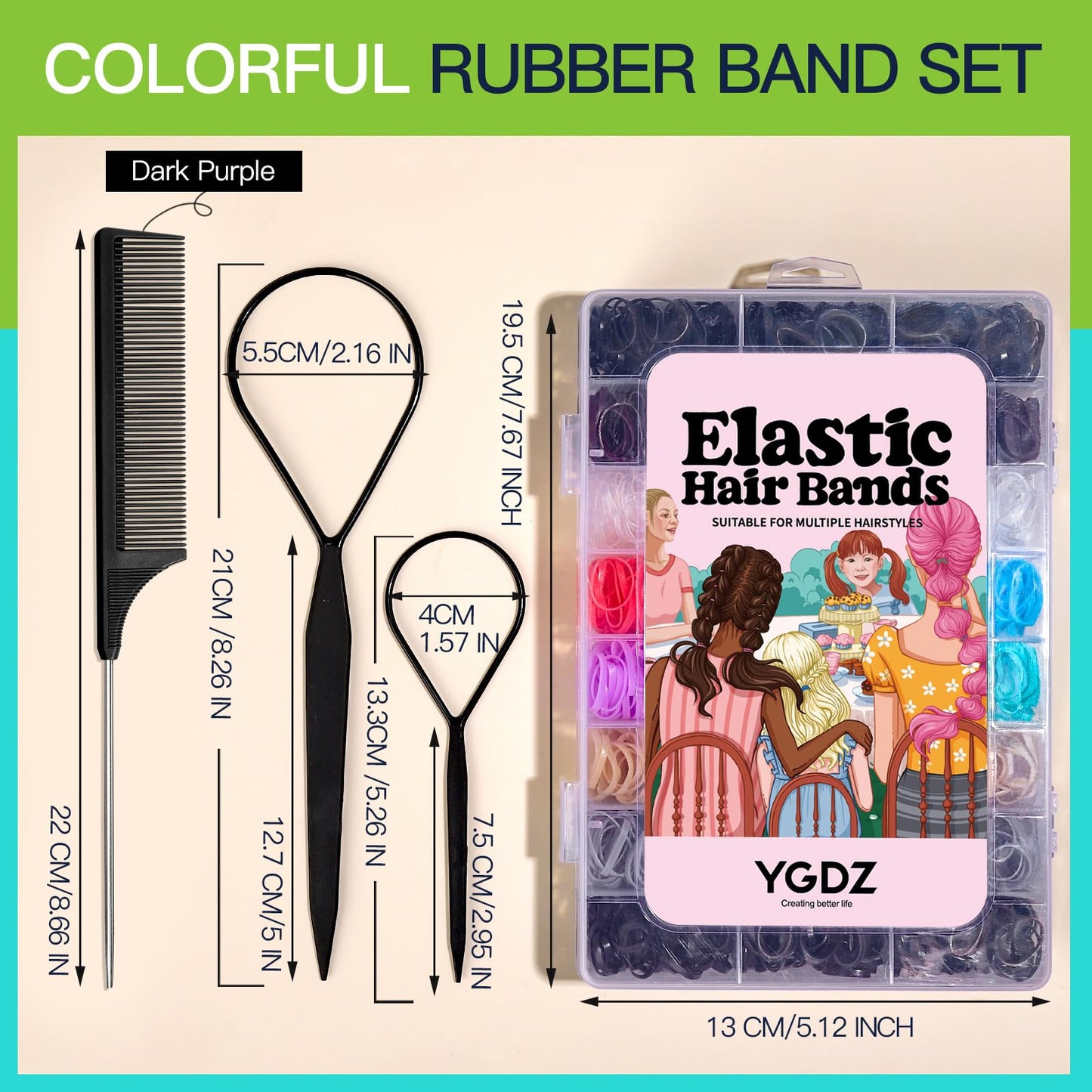 YGDZ Elastic Hair Bands, 1500 pcs Hair Ties, Small Ponytail Holders, Hair Accessories Set for Girls, Women, Toddler, Ponytail Holders, Colorful Rubber Beauty and Personal Care YGDZ