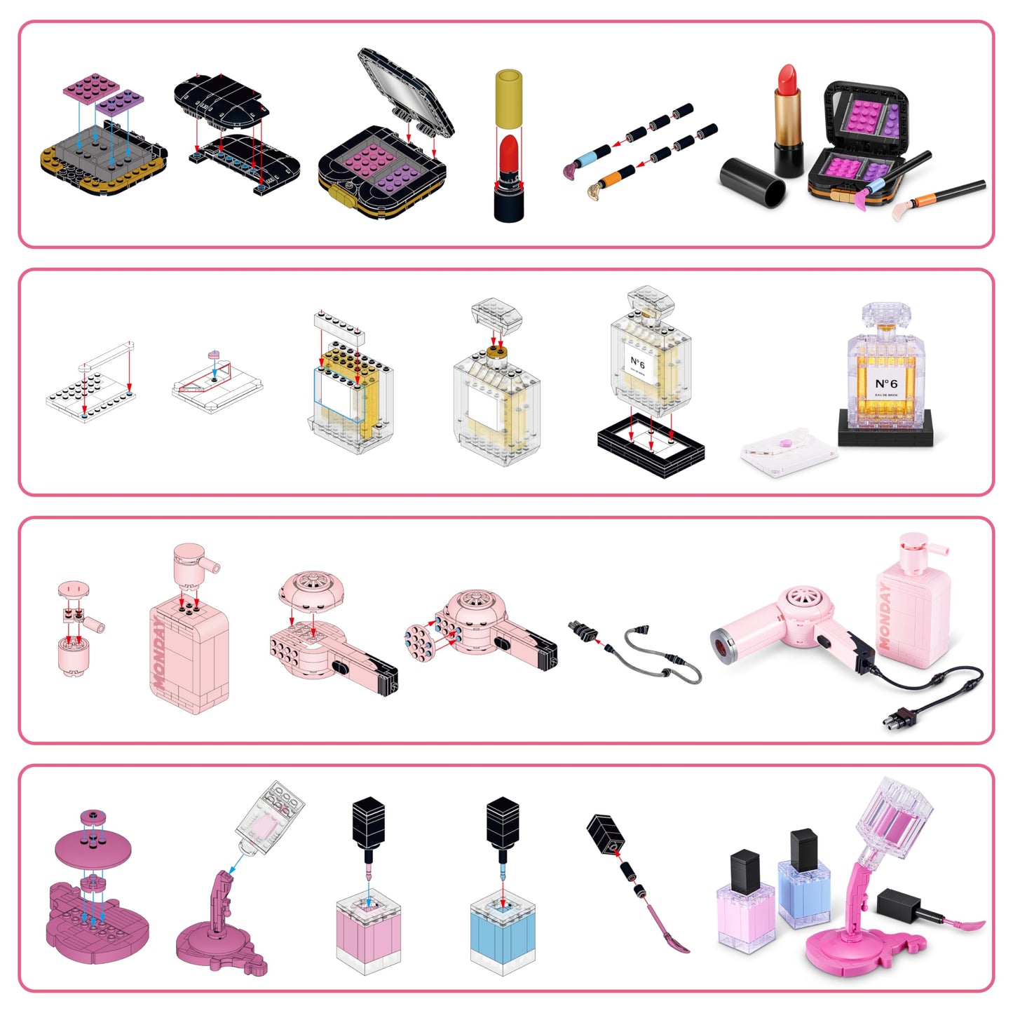 MAX Build More Premium Beauty Collection 2 Pack (Perfume & Nail Polishes) by ZURU - Novelty Unboxing Toy & Building Brick Collectible Minis with 259 Beauty & Personal Care MAX