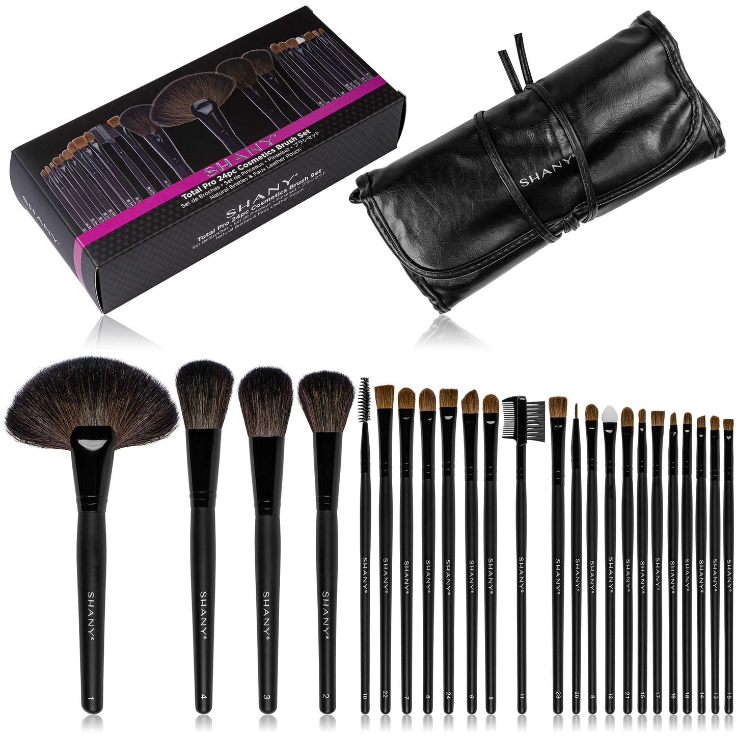 SHANY Makeup Brush Set Studio Quality Total Pro Make up Brushes with Pouch- Cosmetics applicator for Foundation, Powder, Eyeshadow, Concealer, Liner