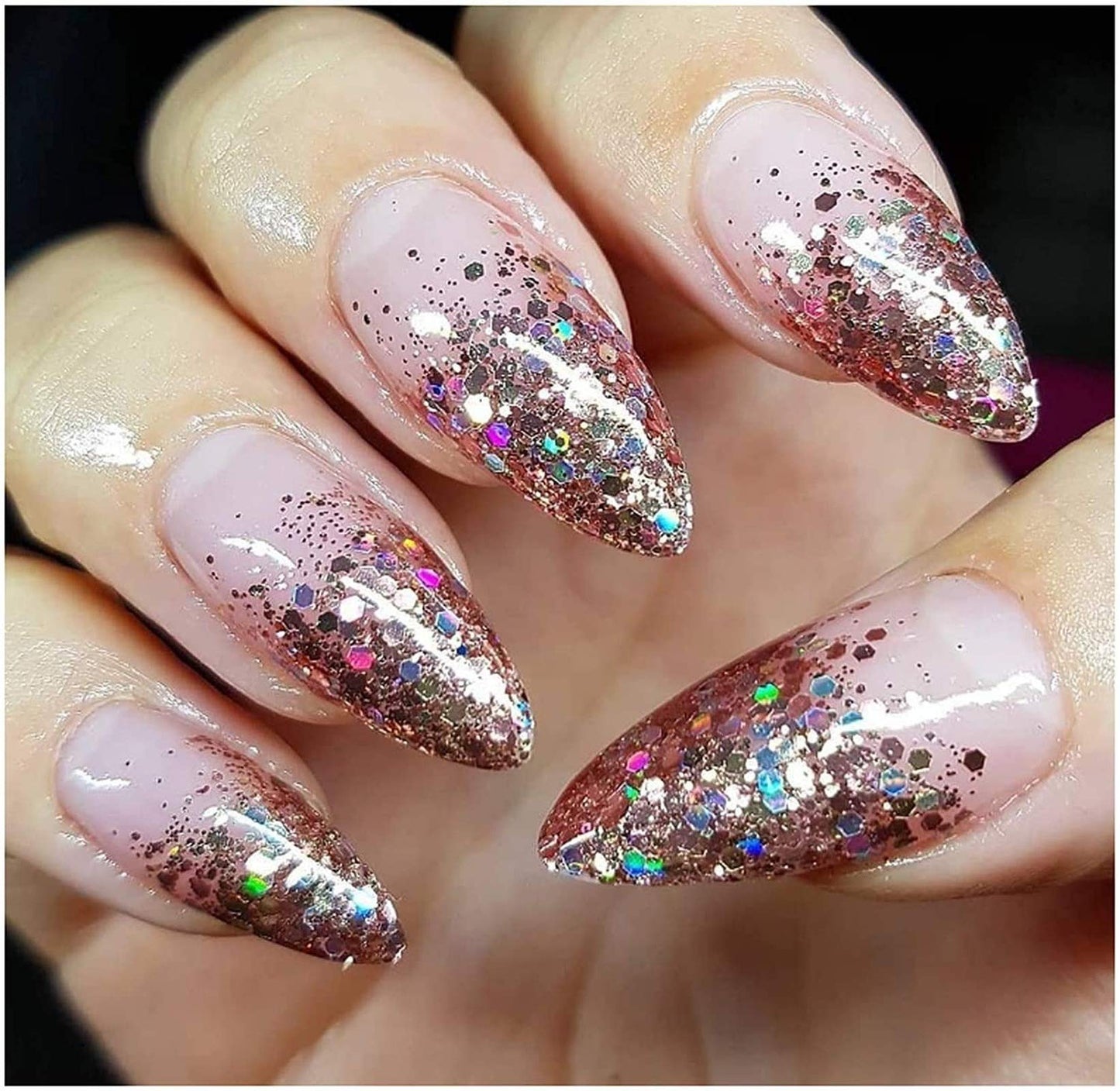 Komanic Chunky Glitter 12 Colors Face Body Eye Hair Nail Festival Holographic Stars and Hexagons Craft Glitter for Resin/Tumblers/Slime, Festival