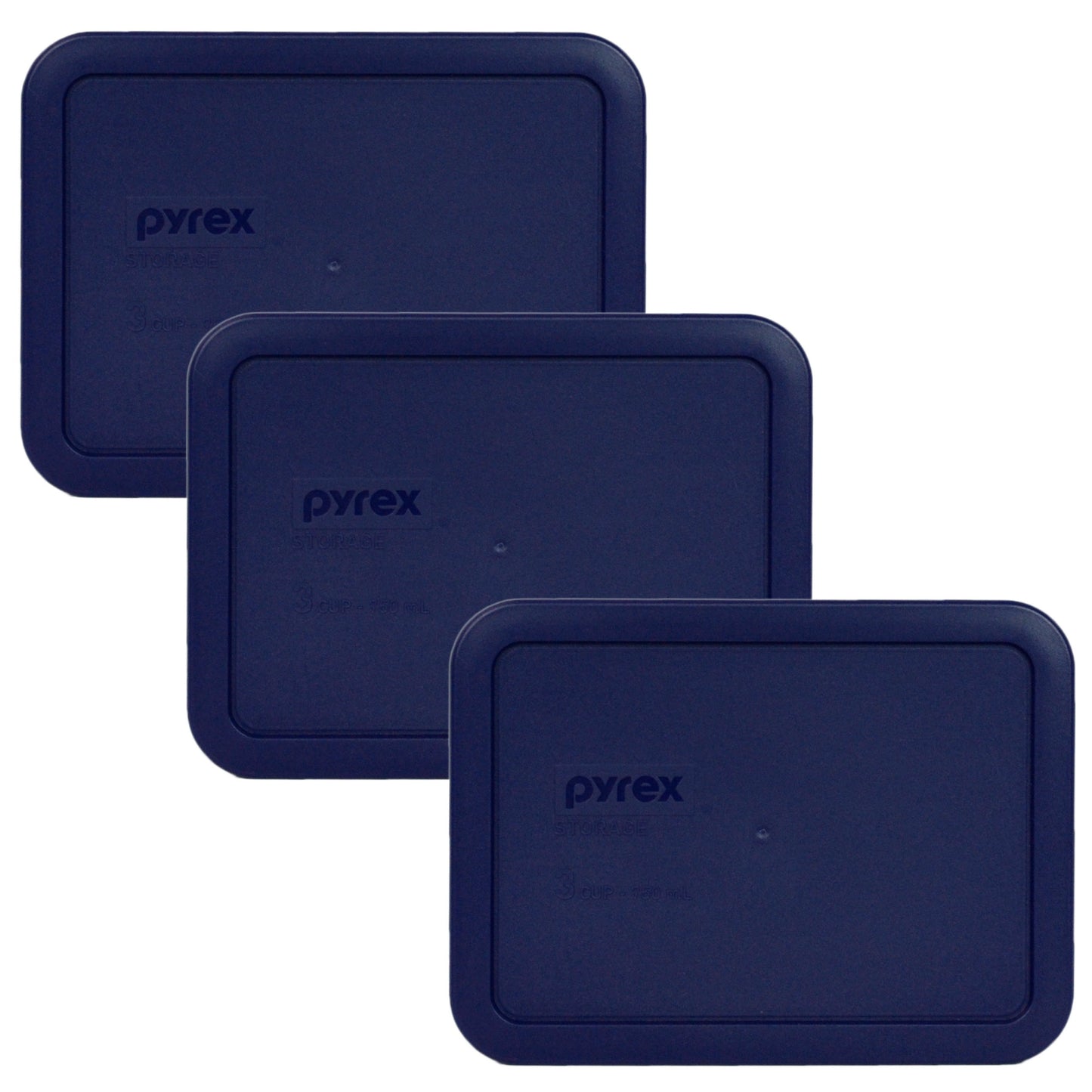 Pyrex 7210-PC 3-Cup Blue Food Storage Replacement Lid (3-Pack) - Made in USA