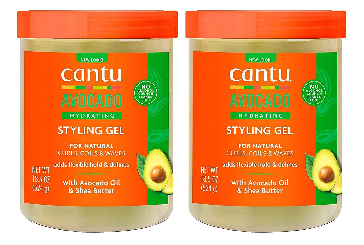 Cantu Avocado Hydrating Styling Gel 18.5 Ounce Jar (Pack of 2)