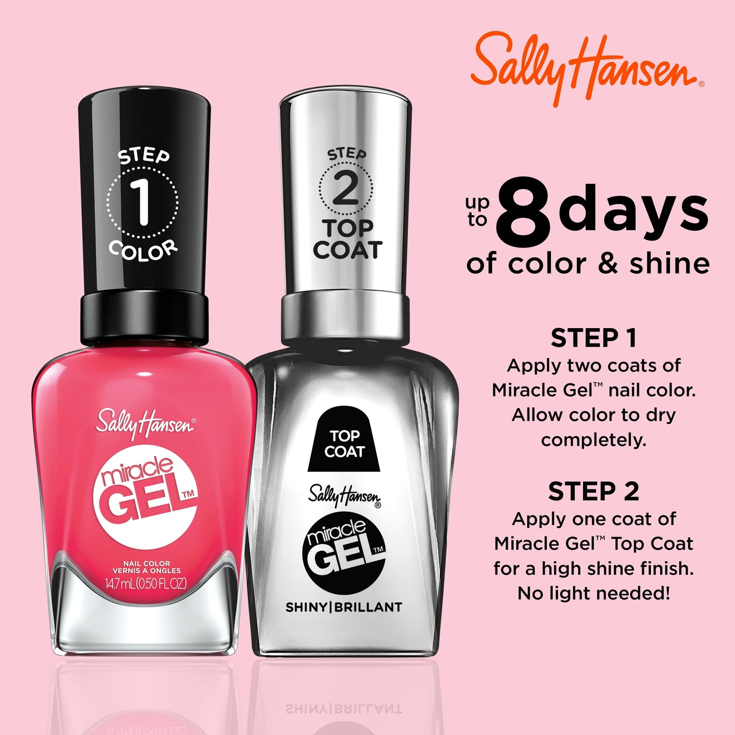 Sally Hansen Miracle Gel Salon Quality Nail Polish | Gel-Like Formula, Two-Step System, No UV Light Needed, Long Lasting | Opaque, Glossy | 339