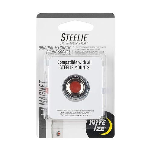 Nite Ize Steelie Magnetic Phone Socket - Additional Magnetic Cell Phone Socket Mount for Steelie Phone Mounting Systems - Simple Adhesive Socket…