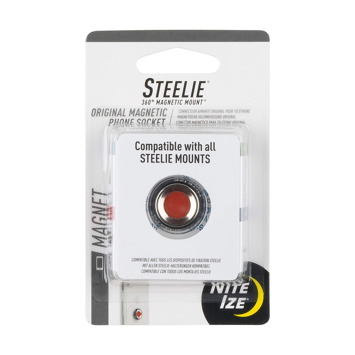 Nite Ize Steelie Magnetic Phone Socket - Additional Magnetic Cell Phone Socket Mount for Steelie Phone Mounting Systems - Simple Adhesive Socket…