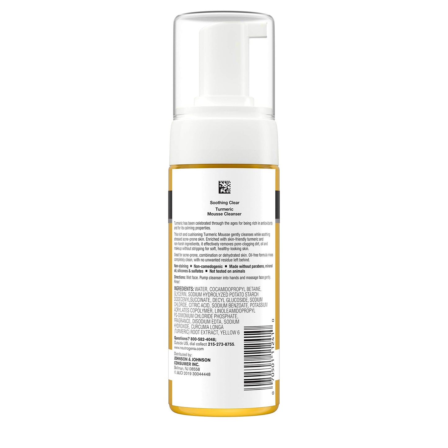 Neutrogena Soothing Clear Calming Mousse Facial Cleanser with Soothing & Calming Turmeric, Gentle Face Wash for Acne-Prone Skin, Paraben-Free
