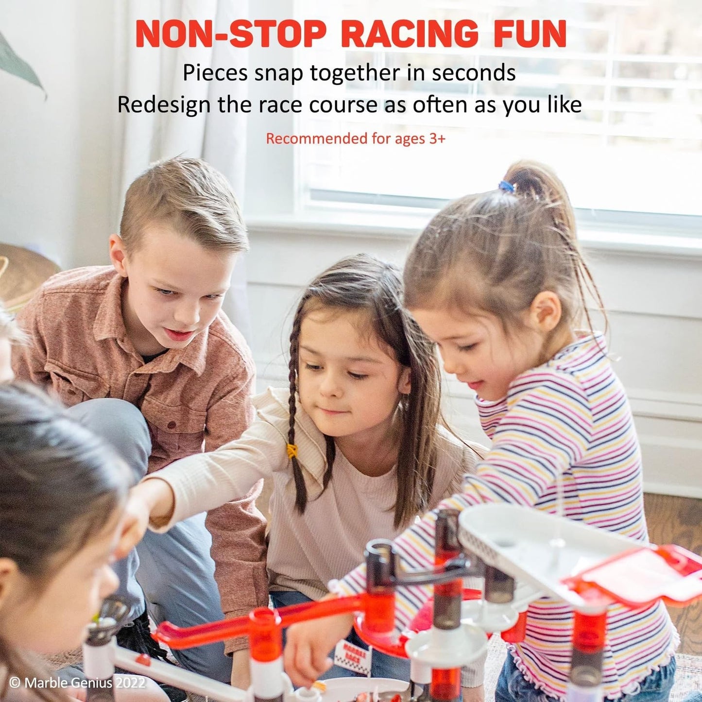 Marble Genius 200pcs Marble Run Racing Set – STEM Marble Maze Tower & Race Track Building Toy for Kids, Educational Learning Gift