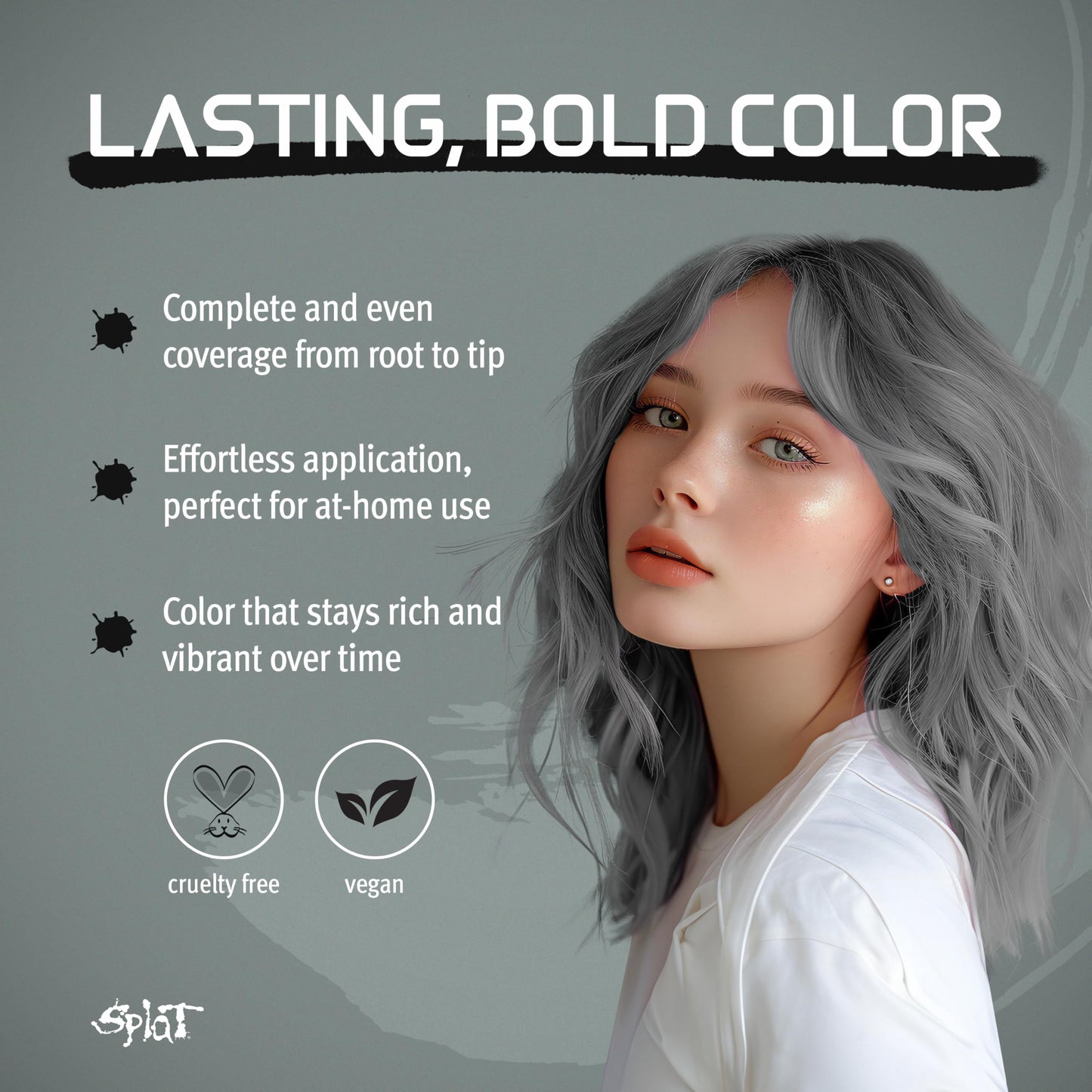 Splat Winter Gray Semi Permanent Hair Dye Kit with Bleach, 1 Application, Includes Gray Hair Dye, Oxide & Bleach Powder, Vegan & Cruelty Free Hair