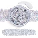 Silver Face Body Glitter Gel,Chunky Hair Glitter for Singer Concerts Silver Face Paint, Makeup Festival Rave Accessories for Women Face Body DIY
