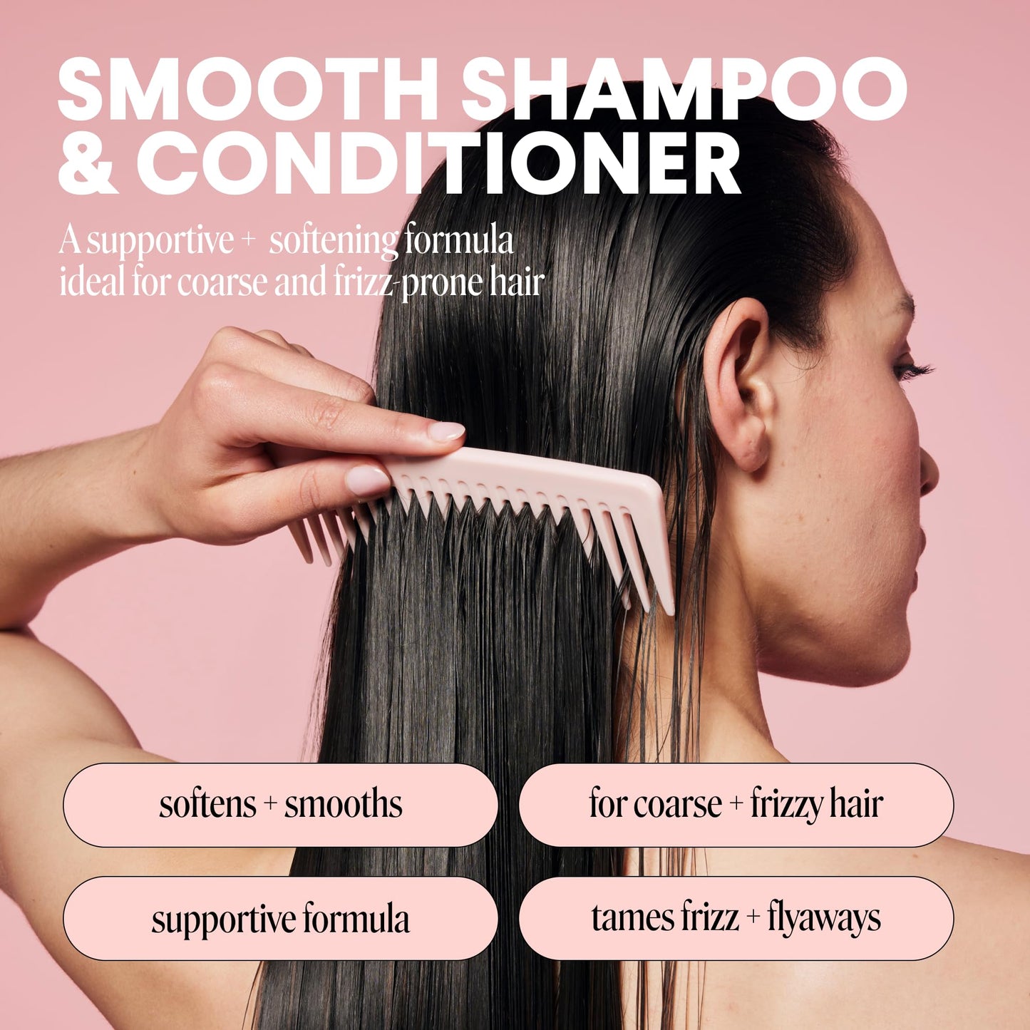MONDAY HAIRCARE Smooth Shampoo + Conditioner Bathroom Set (2 Count) 12 oz Each For Frizzy, Coarse & Curly Hair Made with Coconut Oil, Shea Butter