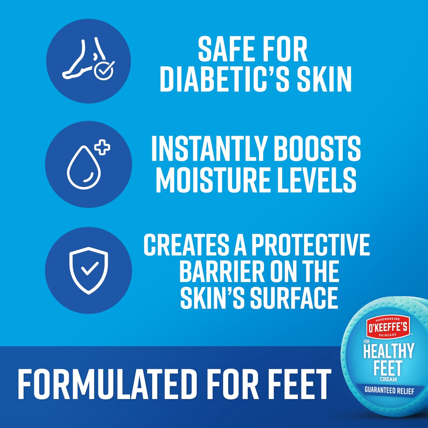 O'Keeffe's for Healthy Feet Foot Cream - 3.2 oz Jar (1 Pack) - Guaranteed Relief for Extremely Cracked, Dry Feet, Repairing Skincare, Instantly Boosts